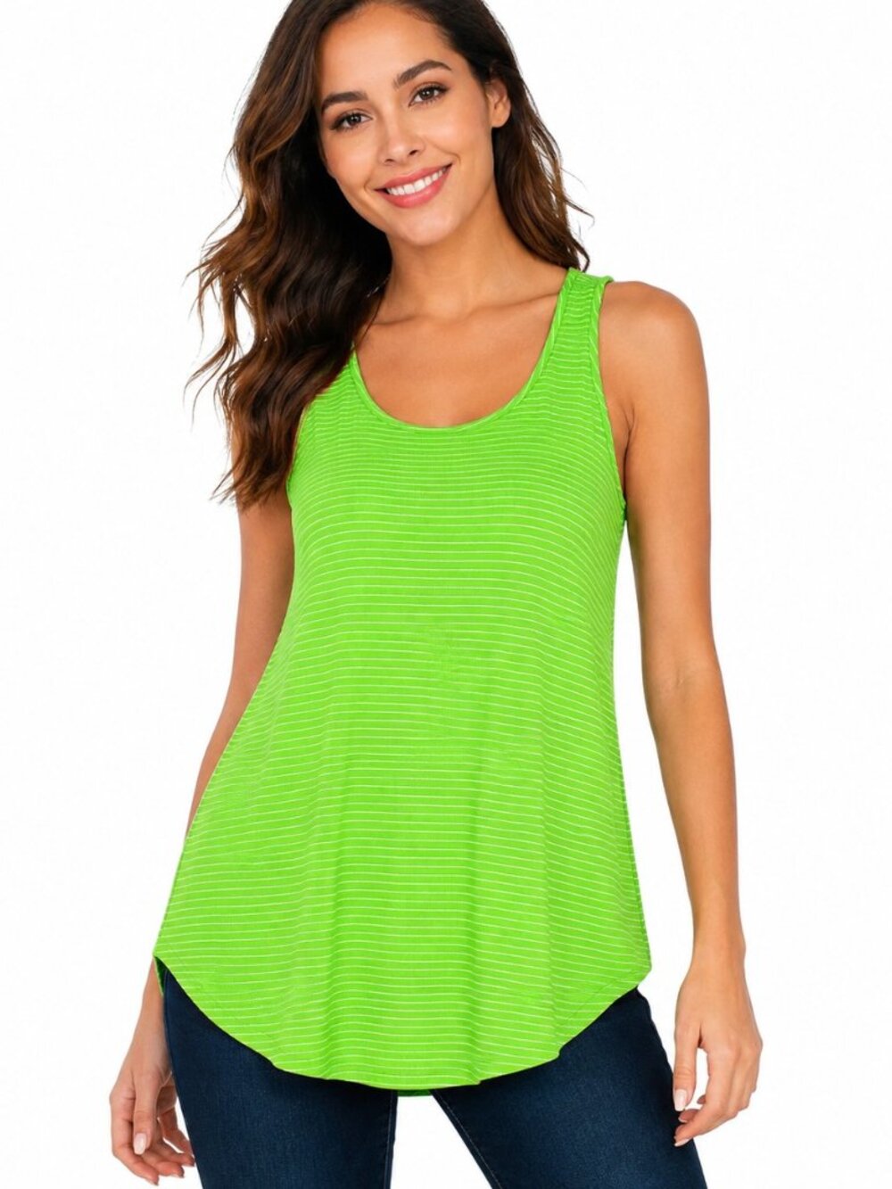 Women's Sleeveless Tunic Top Scoop Neck Loose Fit Round Hem Summer Tank S-XL